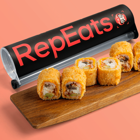 Ролл темпура с угрем и авокадо в тубусе