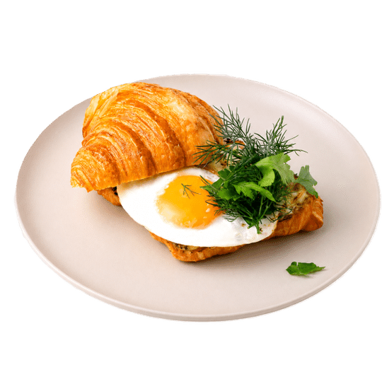 Круассан с глазуньей, ветчиной и сыром
