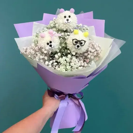 Букет цветов "Мишки"