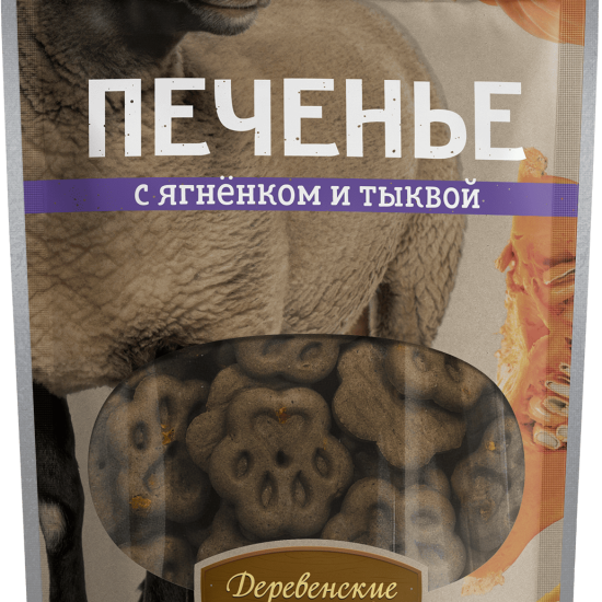 Деревенские лакомства печенье для собак, ягнёнок с тыквой, 100 г (4055)