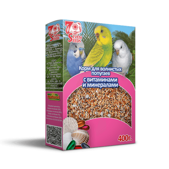 Seven Seeds Special корм для волнистых попугаев с витаминами и минералами, 400 г