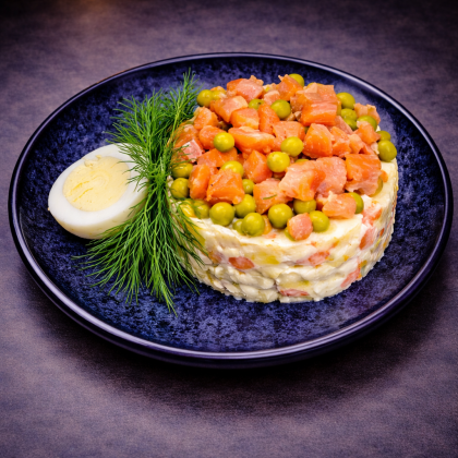 Оливье с лососем с/с