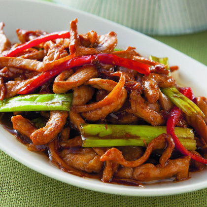 Жареная, острая, струганная свинина