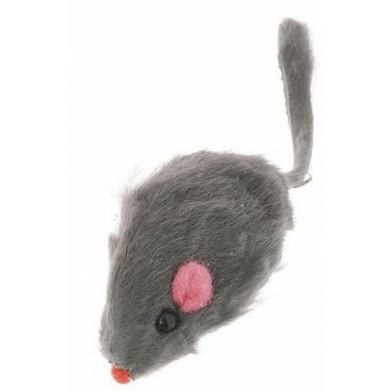 Мышь бархатная для кошек с пищалкой, 6 см, цвет микс