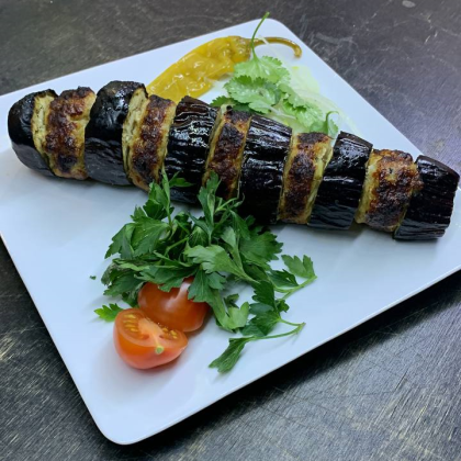 Куриные Мини‑кебабы  с дымным баклажаном