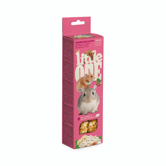 Little One палочки для хомяков, крыс, мышей и песчанок с воздушным рисом и орехами, коробка 110 г