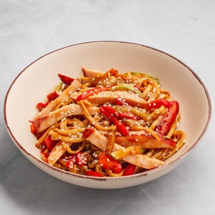 Вок удон с индейкой соус терияки