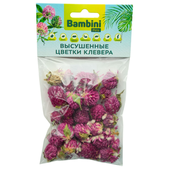 Bambini Pets лакомство для грызунов и кроликов, высушенные цветки клевера, 10 г