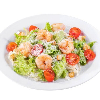 Салат Цезарь с  креветками