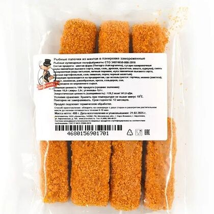 Рыбные палочки из фарша минтая в панировке 400г