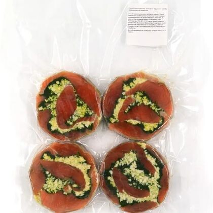 Рулет из горбуши с сыром и шпинатом с/м в/у, кг