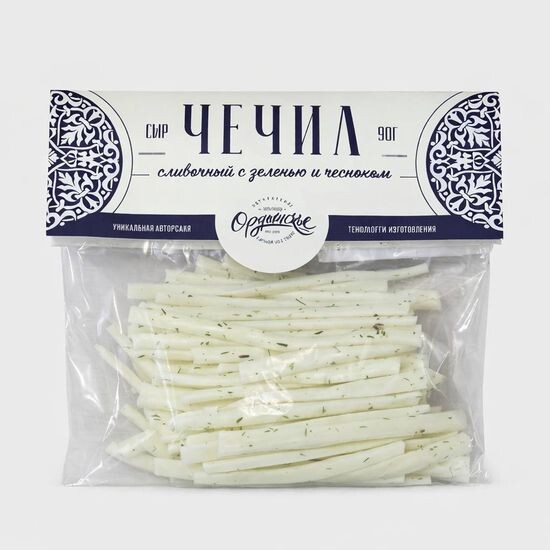 Сыр чечил, сливочный с зеленью и чесноком, 90 гр