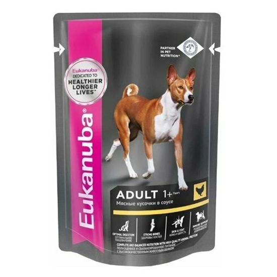 Eukanuba пауч для взрослых собак всех пород, курица в соусе, 100 г