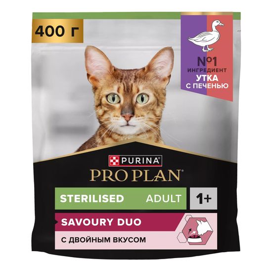 PRO PLAN Sterilised сухой корм для стерилизованных кошек, утка с печенью, 400 г