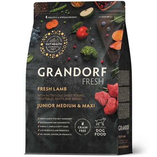 GRANDORF Fresh & Sweet Potato корм для юниоров средних и с 4, ягнёнок с бататом, 1 кг (2710)