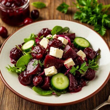 Свекольный салат с вишнёвым соусом
