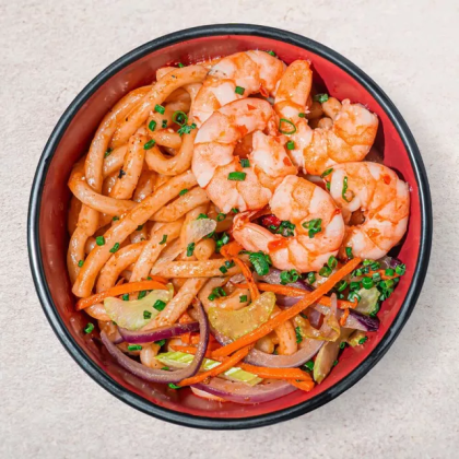 Удон с креветками