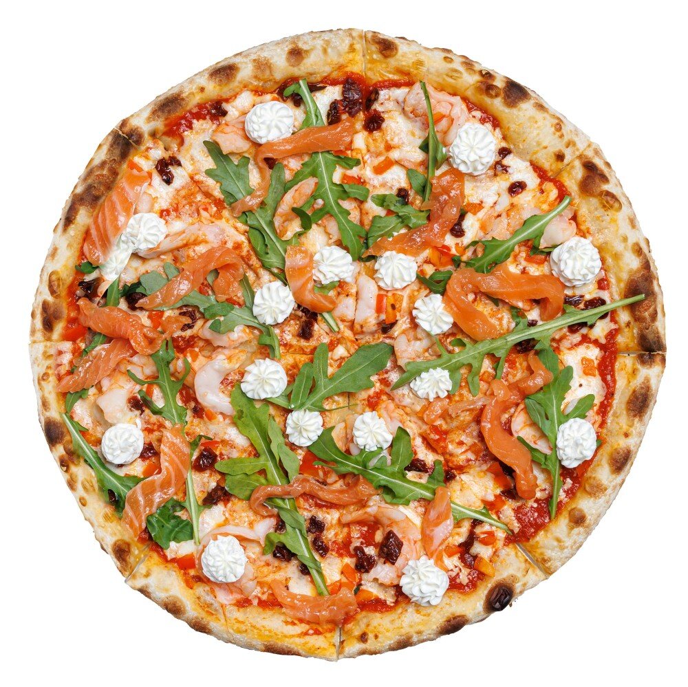 С креветками и слабосоленым лососем 30 см