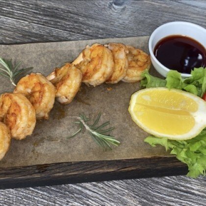 Шашлык из тигровых креветок