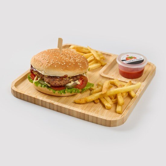 Классический бургер, картошка фри, соус