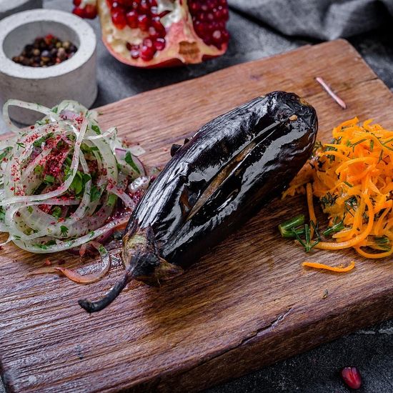 Шашлык из баклажанов с курдюком