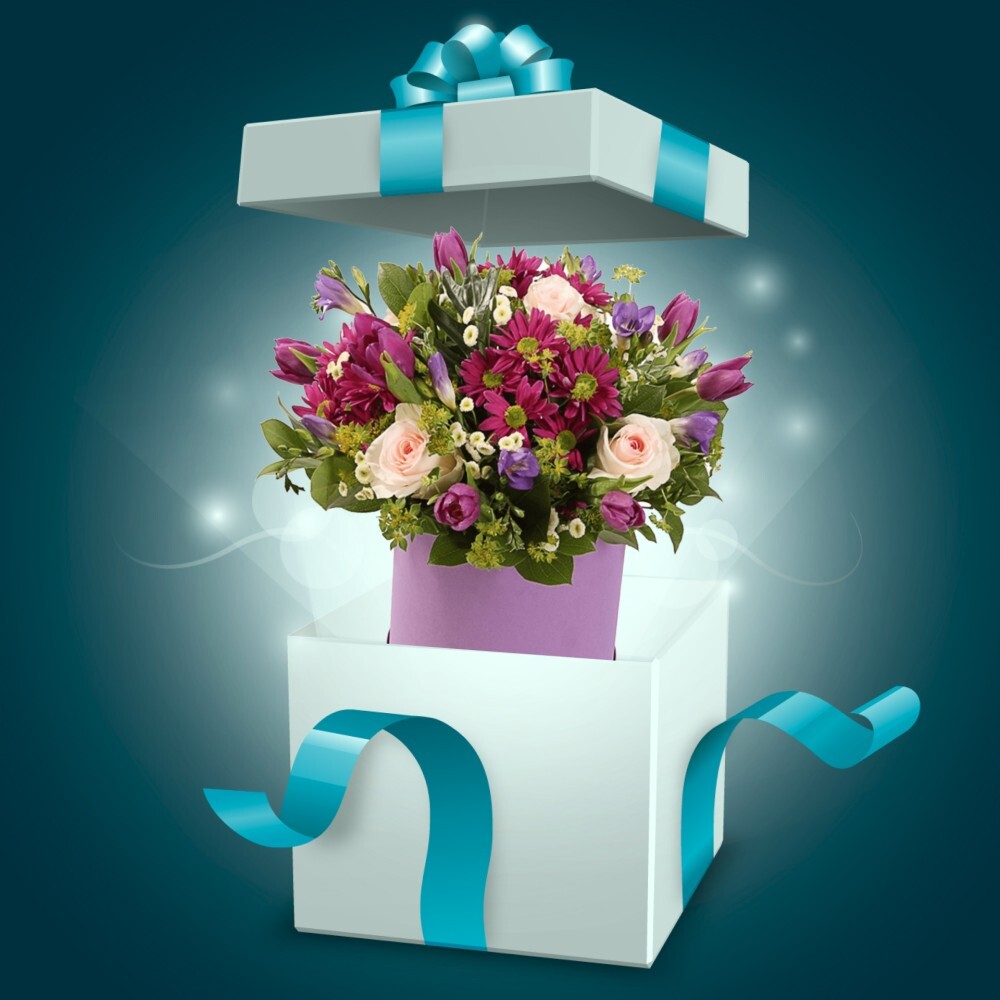 Композиция в шляпной коробке "Сюрприз"