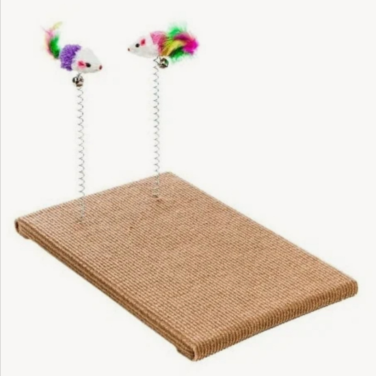 Когтеточка для кошек с 2 игрушками на пружинках, 20×30 см