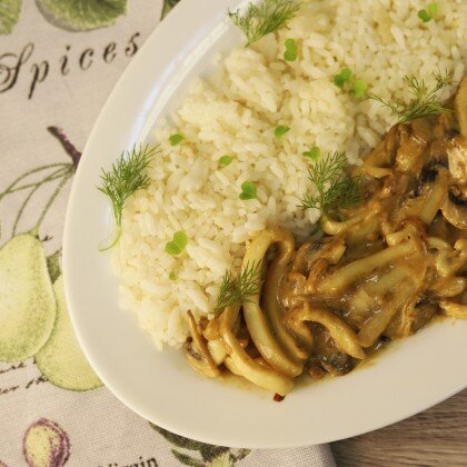 Кальмар в устричном соусе