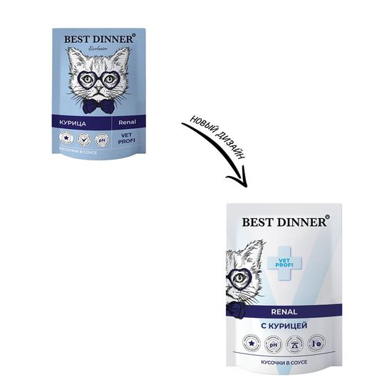 Best Dinner Exclusive VET PROFI Renal пауч для кошек, курица в соусе, 85 г