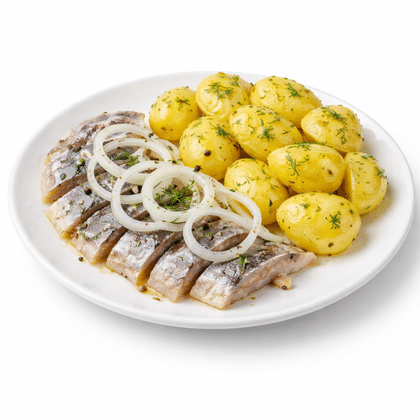 Картофель отварной с селёдочкой