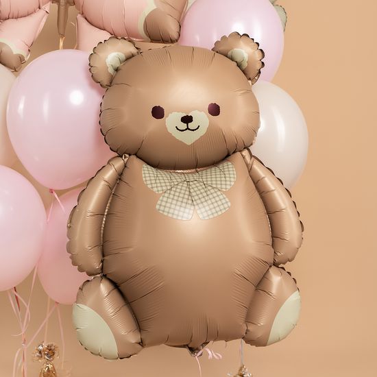 ≈ 88 см, Фигура, Мишка с бантом, Коричневый, Сатин
