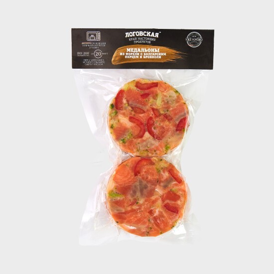 Медальоны из форели с болгарским перцем и брокколи