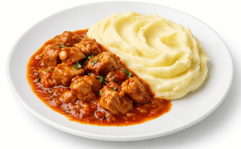 Картофельное пюре с  мясным гуляшом