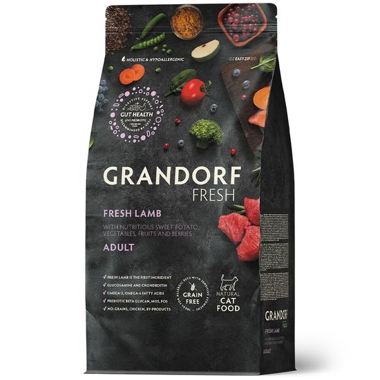 GRANDORF Fresh Cat Adult Lamb & Sweet Potato сухой корм для взрослых кошек, ягнёнок с бататом, 400 г (2536)
