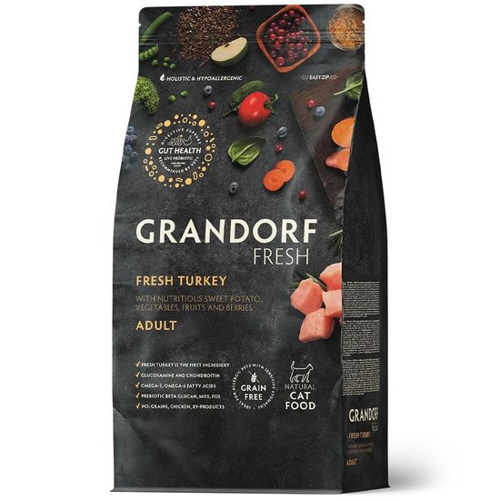 GRANDORF Fresh Cat Adult Turkey & Sweet Potato сухой корм для взрослых кошек, индейка с бататом, 400 г (2550)