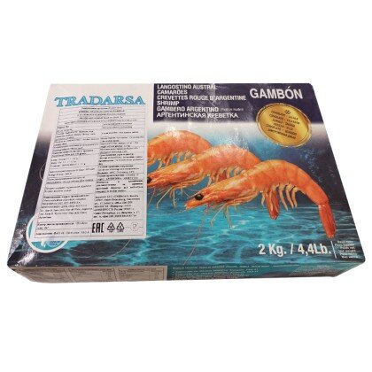 Красная аргентинская креветка свежезамороженная неочищенная с головой, размер 21/30 шт/кг (Аргентина) 2 кг/упак