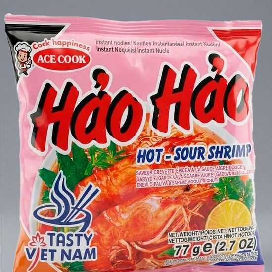 HAOHAO лапша Креветки в остро-кислом соусе 77г пакет