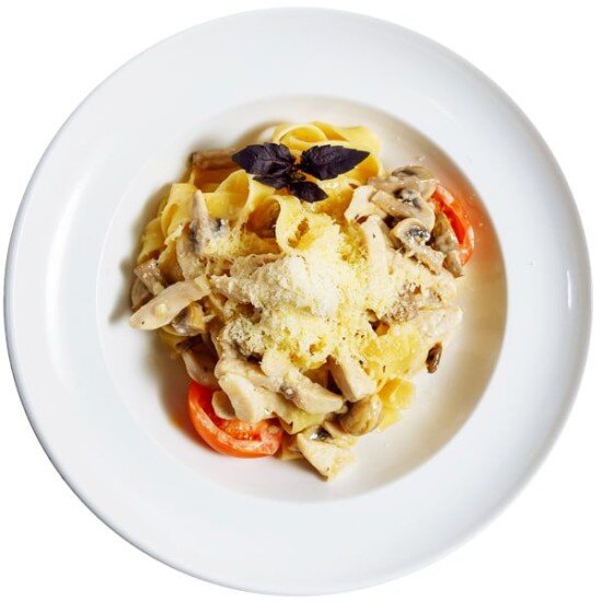 Паста с курицей и грибами