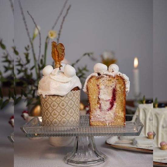 Кулич крем-чиз с малиной