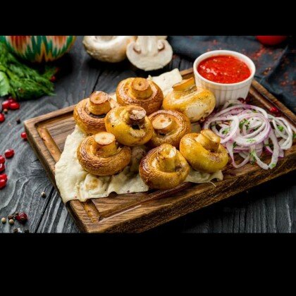 Шампиньоны на мангале