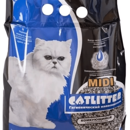 Cat Litter Carbon MIDI наполнитель комкующийся с активированным углём, 5 л