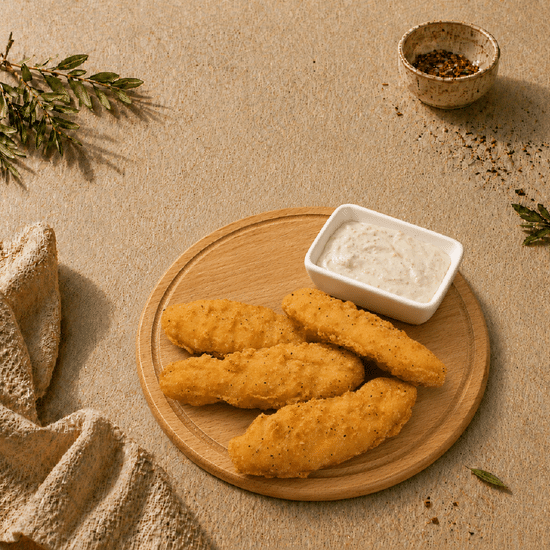 Стрипсы куриные с белым соусом