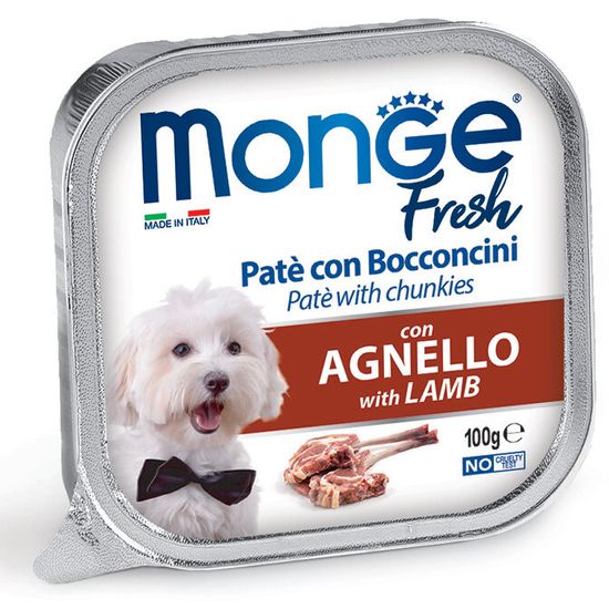 Monge Dog Fresh консервы для взрослых собак, ягнёнок, паштет с кусочками мяса, 100 г
