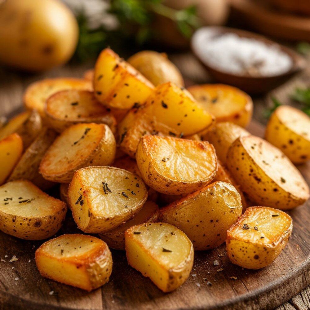 Картофель по-деревенски с чесноком и зеленью