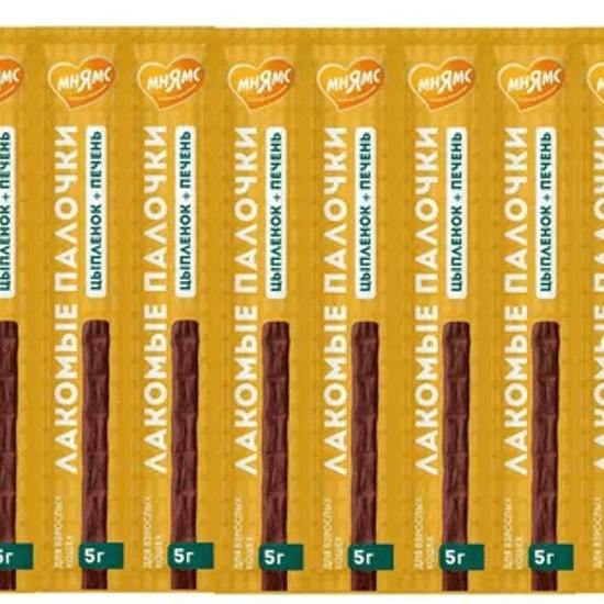 Мнямс лакомство для кошек, лакомые палочки из цыплёнка и печени, 5 г, упаковка 10 шт за 1 шт