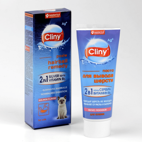 Cliny паста для кошек для выведения шерсти, лосось, 75 мл