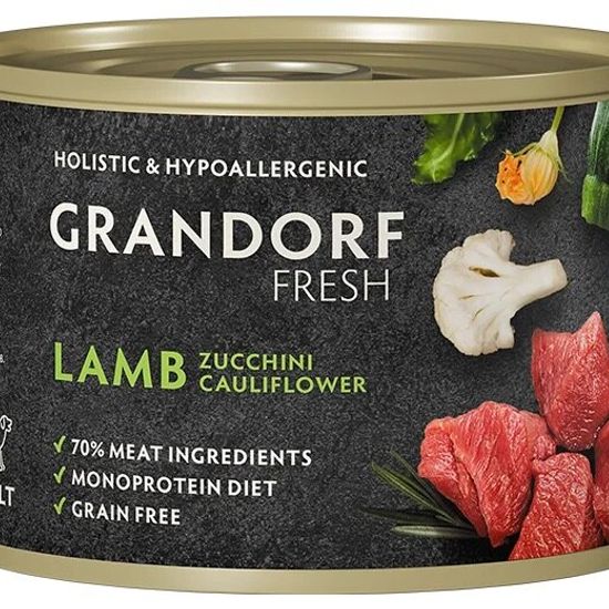 GRANDORF Fresh консервы для собак, паштет из ягнёнка с цукини и цветной капустой, 200 г (3526)