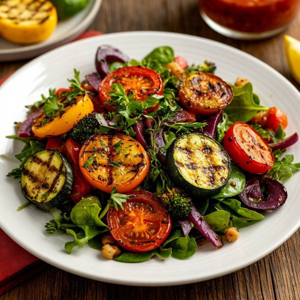 Салат из овощей на мангале