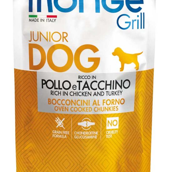 Monge Dog Grill Puppy & Junior пауч для щенков всех пород, курица и индейка, 100 г