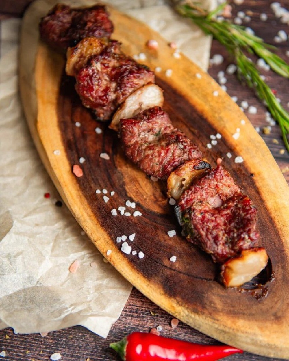 Шашлык из говядины с курдюком